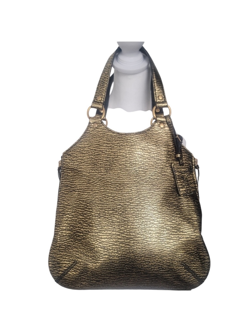 YVES SAINT LAURENT Metallic Gold Textured Leather Hobo Bag - Archival YSL - Picture 1 of 15